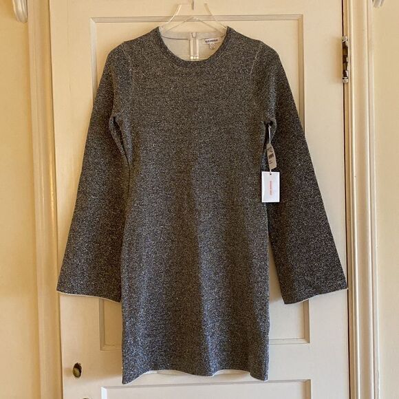 NWT Great American Bell Sleeve Silver Metallic Mini Dress Size 2 Medium - Picture 5 of 16